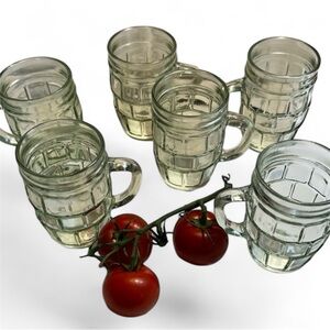 Vintage barrel Glass Mug Set. rootbeer glasses